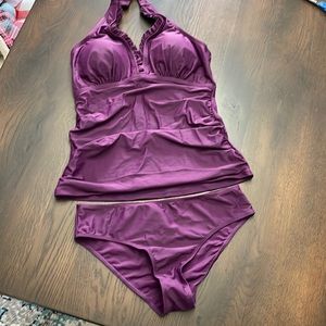 NWOT Amazon purple tankini with ruffles